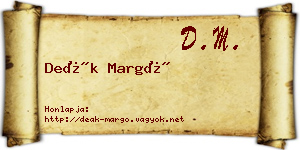 Deák Margó névjegykártya